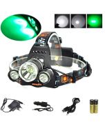 Boruit RJ-3000 LED Headlamp Kit T6 White light and 2*R5 green light Includes charger battery USB charging cable