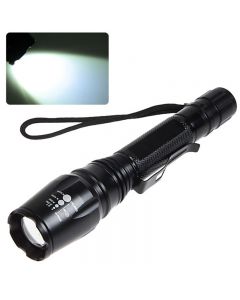Convex Lens T6 5-Mode 1000LM Zoom LED Flashlight (2 x 18650 Battery)