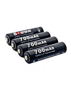 Soshine 14500/AA 3.2V 700mAh Protected Rechargeable LiFePO4 Battery with Battery Case (4-Unit)